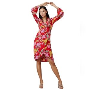 Diane Von Furstenberg Red Asymmetrical Sheath Dress